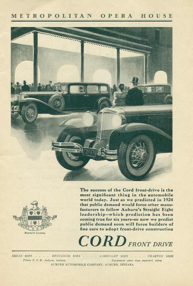 Antique Auto Advertising:Cord Front DriveBonus: '30s Movie Chase ...